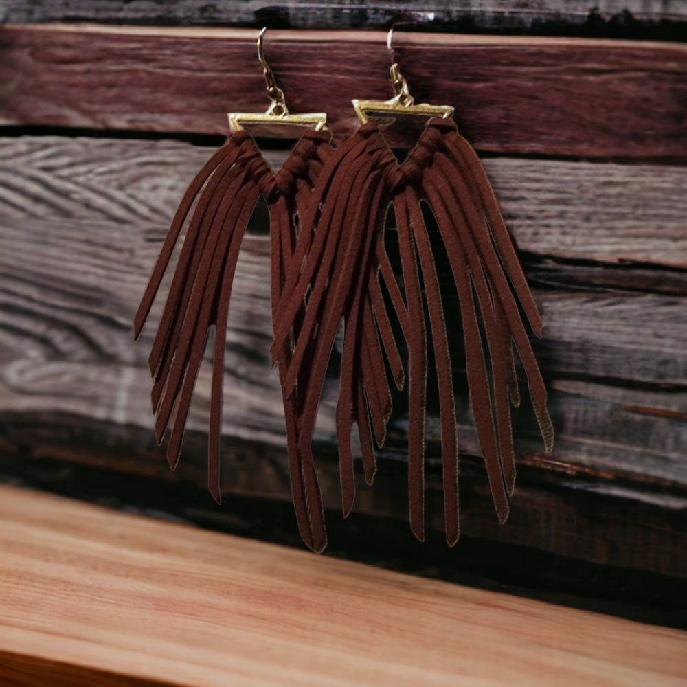 Bohemian Leather Fringe Earrings